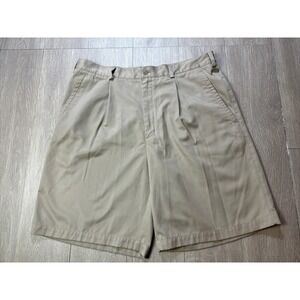 Nike Golf Shorts Mens 36 khaki Beige Tan Chino Golfing Nike Pleated